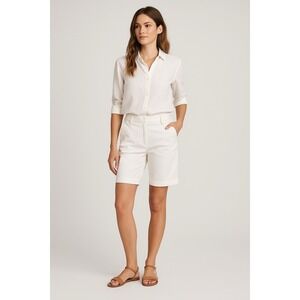 Atos Lombardini Women's White Bermuda Shorts Sz (44) Italy Tailored Cotton Blend